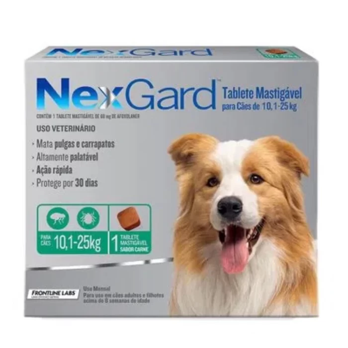 Embalagem do NexGard Antipulgas e Carrapatos para cães