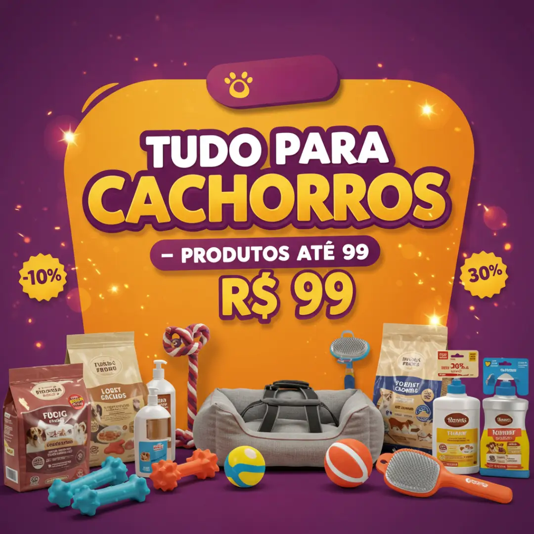 Produtos e serviços para pets - Tutoriais e itens para cachorro até R$99