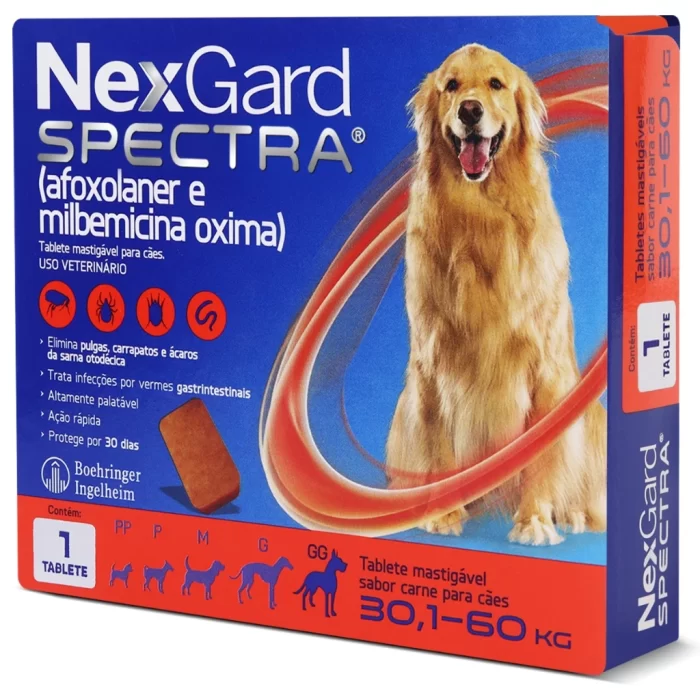 Nexgard Spectra 30,1kg a 60kg - Comprimido Antipulgas e Carrapatos Para Cães