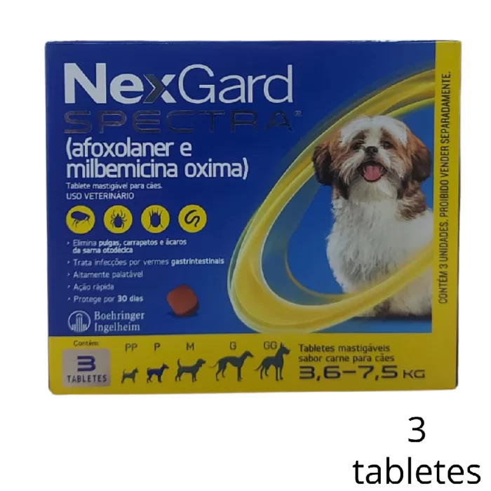 Nexgard Spectra P - Proteção Contra Pulgas, Carrapatos e Vermes Para Cães Pequenos