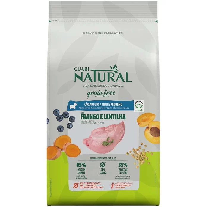 Ração Guabi Natural Grain Free Frango e Lentilha para Cães Pequenos 10kg – Nutrição sem grãos e conservantes artificiais