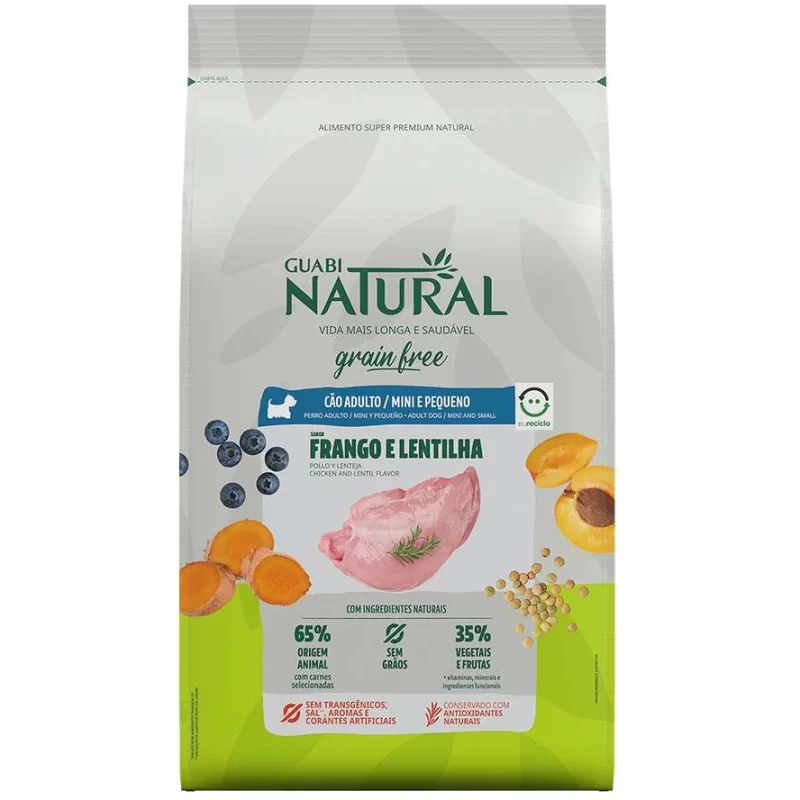 Ração Guabi Natural Grain Free Frango e Lentilha para Cães Pequenos 10kg – Nutrição sem grãos e conservantes artificiais