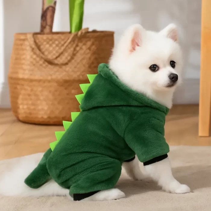 Roupinha para Cachorro – Fantasia de Dinossauro Moletom com Capuz para Inverno - Image 6