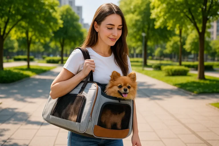 Pet confortável em bolsa de transporte acolchoada e ventilada