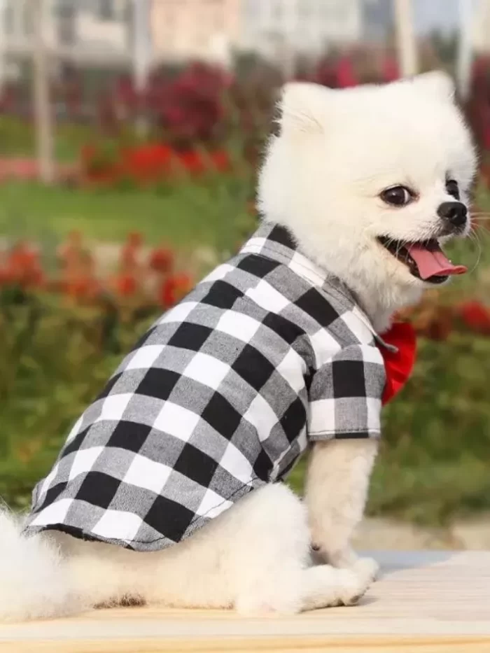 Perfeito para Eventos Pet: Roupa Xadrez com Gravata para Cães e Gatos - Image 3