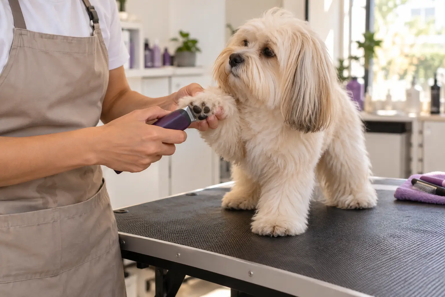 Tosa higiênica nas patas do cachorro realizada por profissional