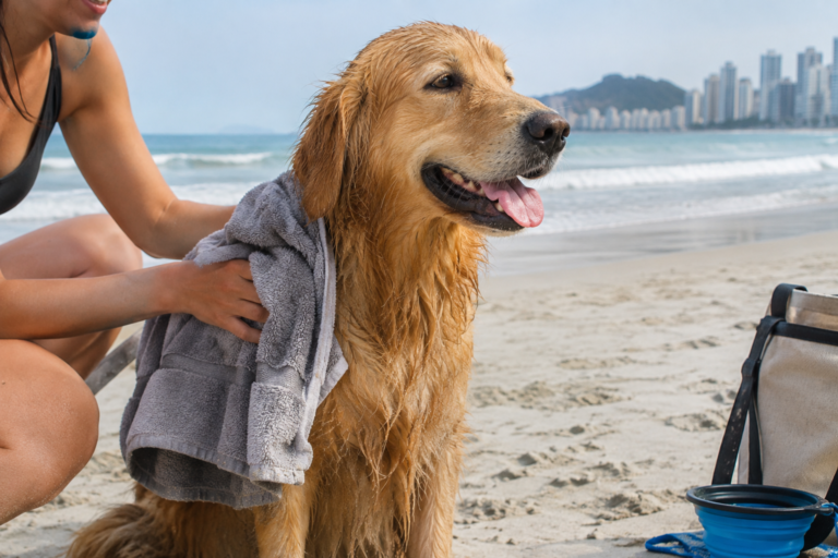 Cachorro Depois da Praia: precisa dar banho? Cuidados com areia e sal